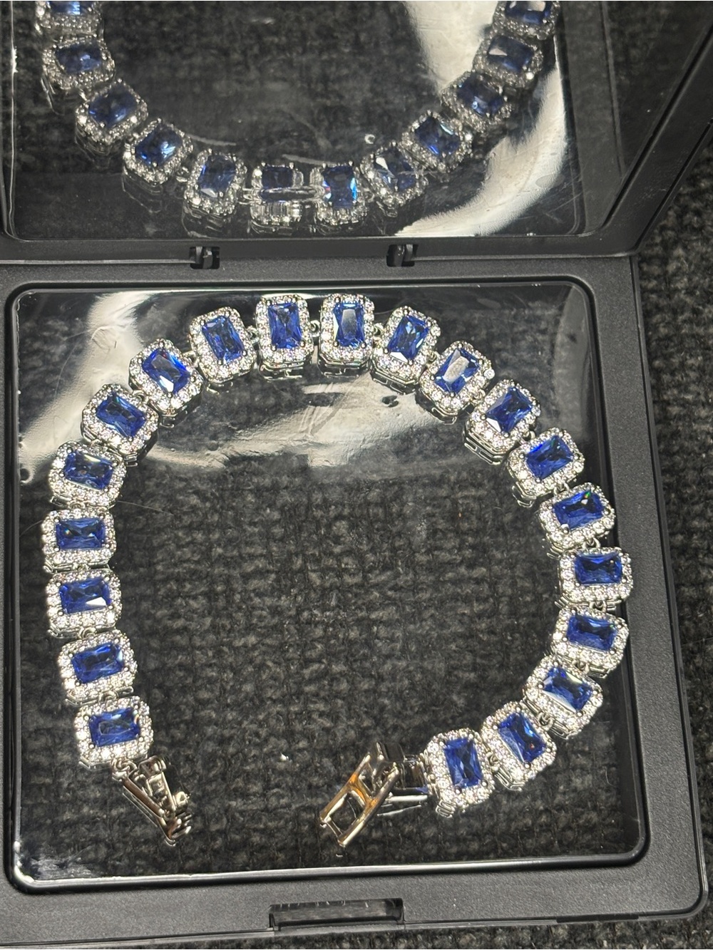 Blue Diamond Tennis Necklace - Designer Style Women's Jewelry